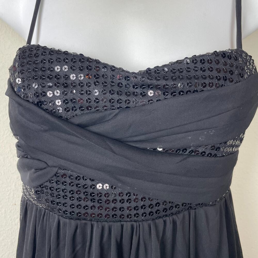 Y2K Goth Whimsigoth Intrigue Black Sequin Babydoll Prom Dress Juniors Size 7 Tie - Picture 3 of 9